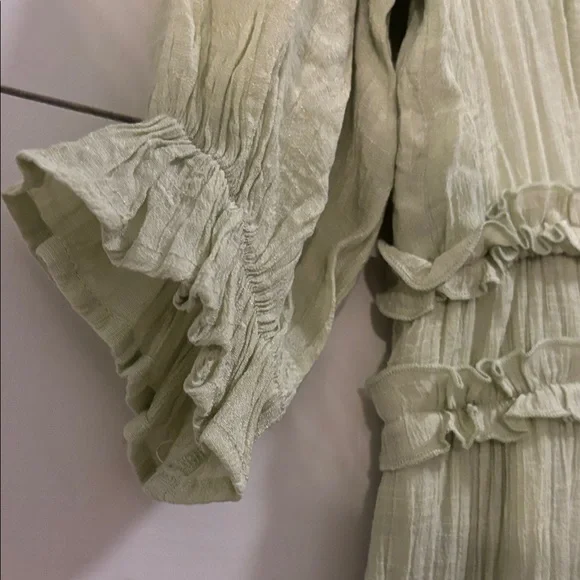 Sage Green Ruffle Maxi Dress Size S - Picture 3 of 6